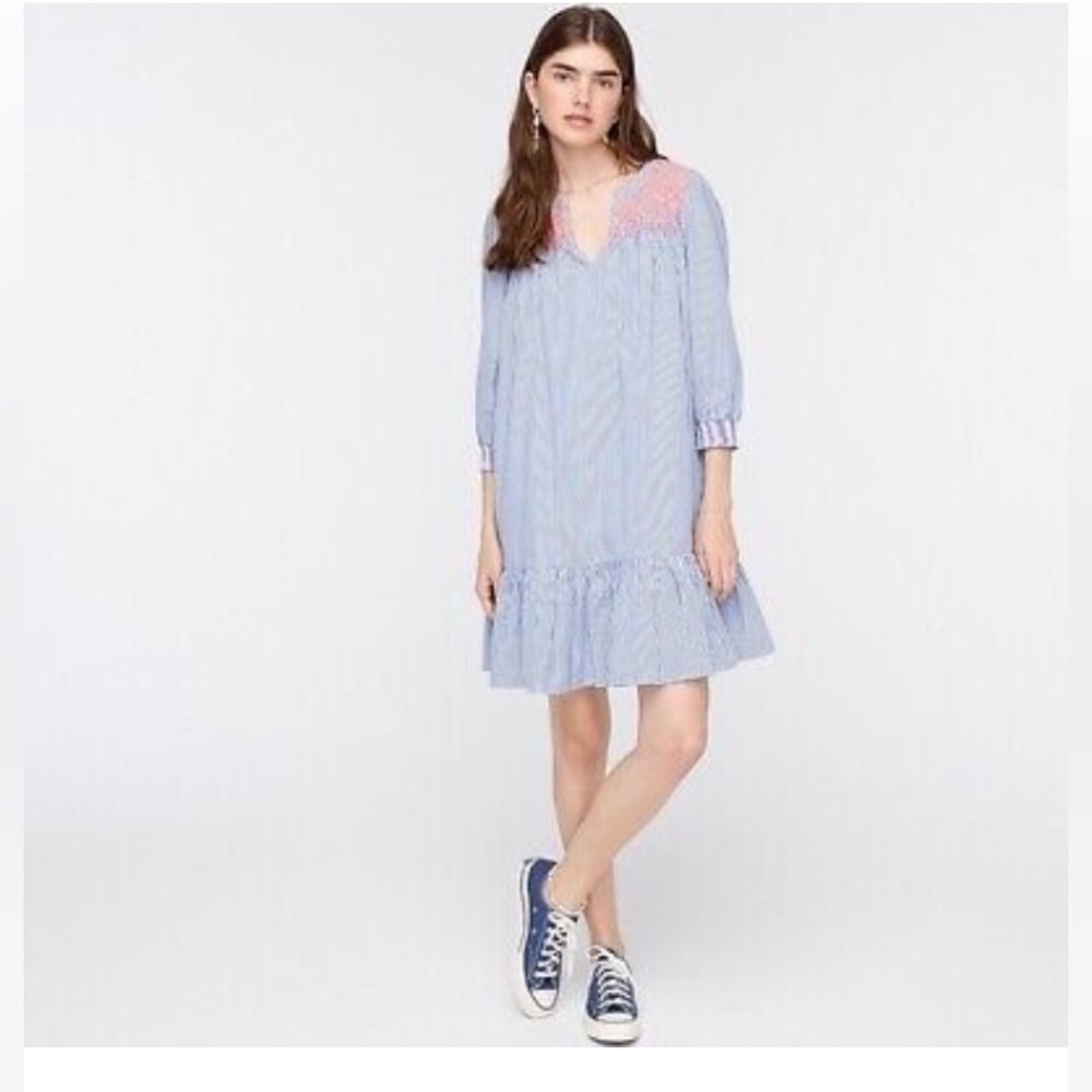 J Crew Striped Embroidered Beach Tunic NWT XL